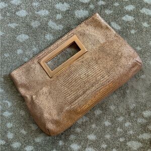 Michael Kohrs Metallic Rose Gold Handheld Clutch